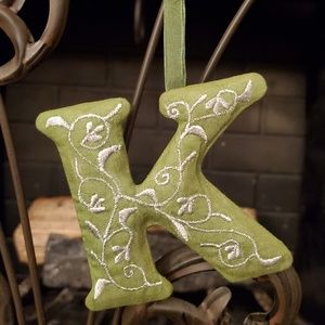 Hand Embroidered Letter Ornament- "K"